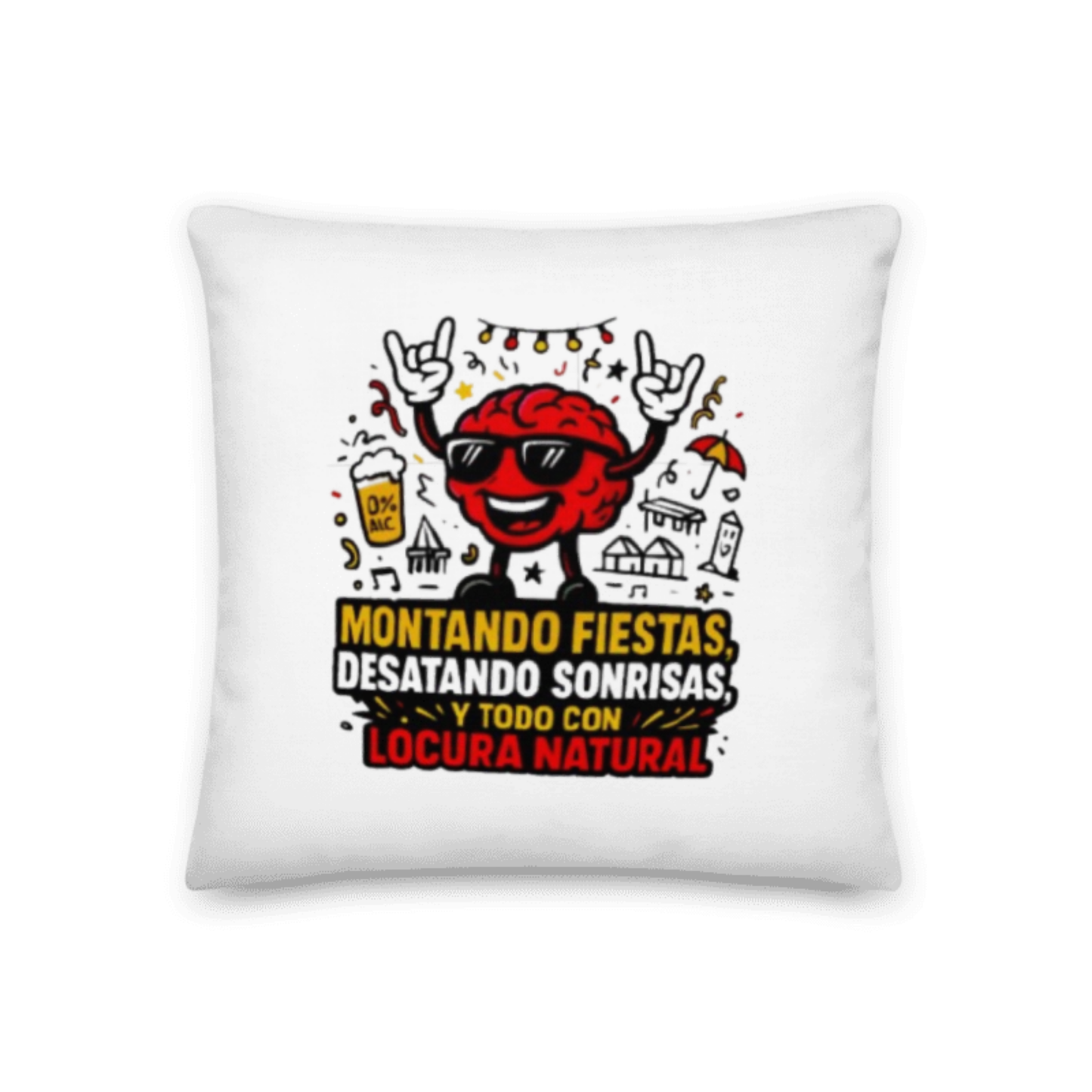 Cojín “Locura Natural – Montando Fiestas” Personalizado